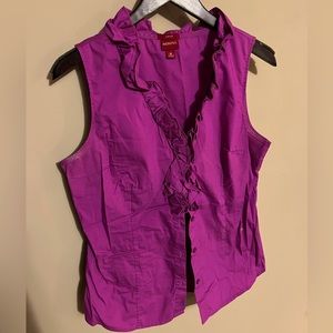 Purple sleeveless button down with ruffles, Size M Merona from Target